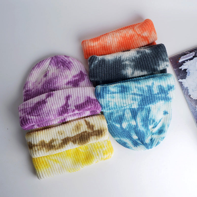 Tie Dye Cozy Cotton Knitted Hat - chicyea