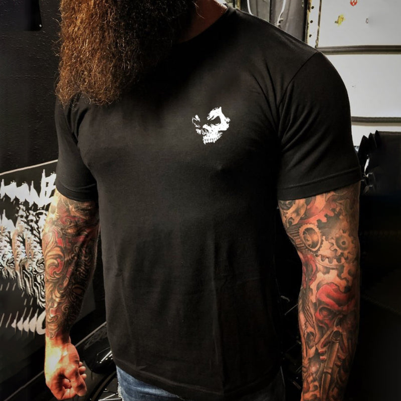 Livereid Black Letter Murderous Skull Printed Short Sleeve T-Shirt - chicyea