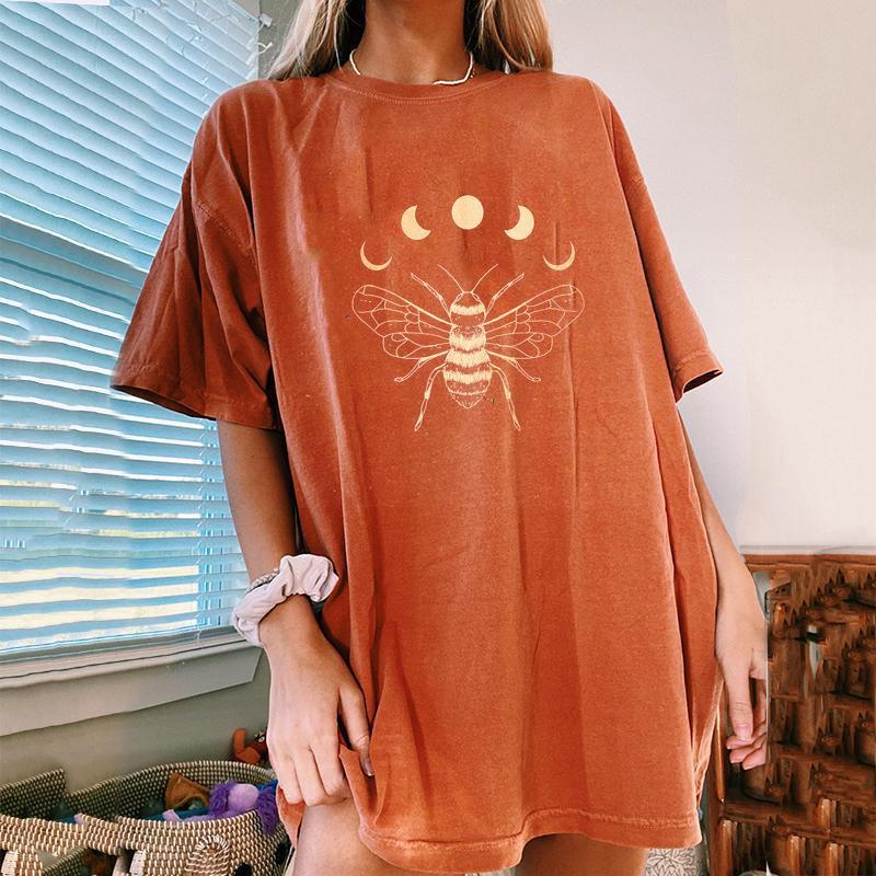 Neojana Cute Bee Print Short Sleeve T-Shirt - chicyea