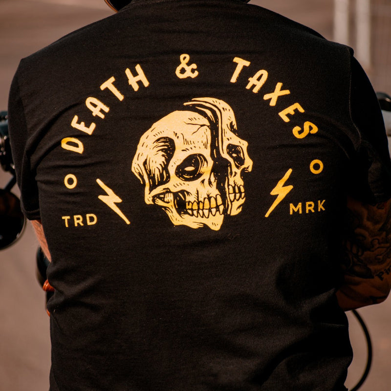 Uprandy Death Taxes Skull Printed Men Classic T-Shirt - chicyea