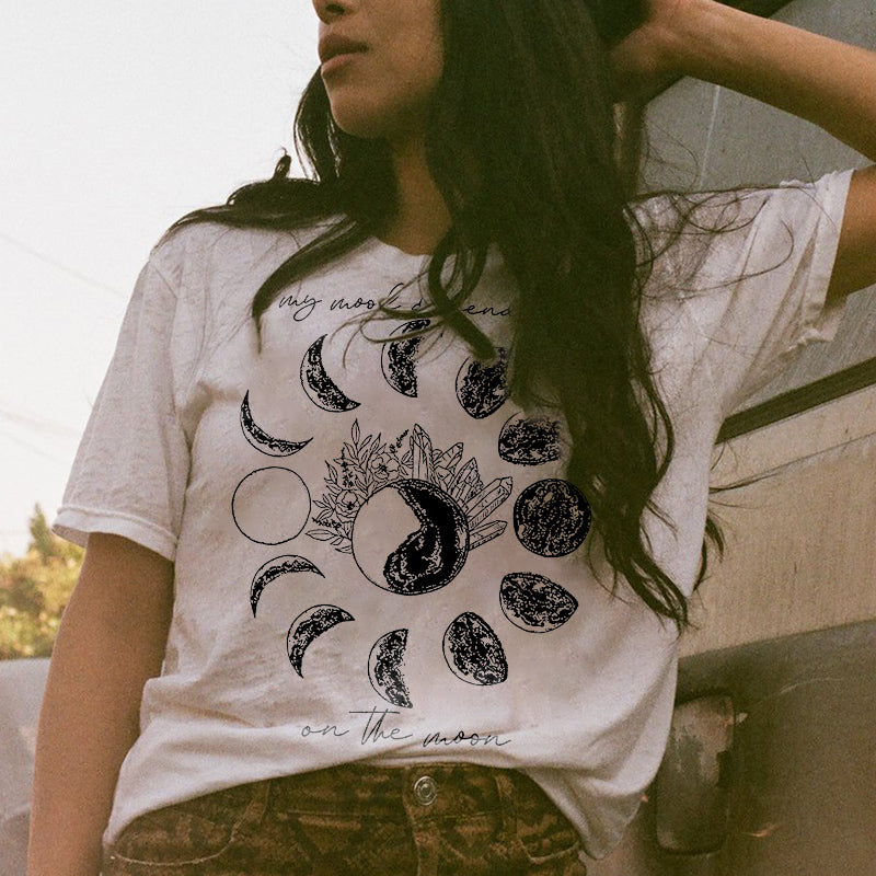 Minnieskull Eclipse Of The Moon Printing Women T-Shirt - chicyea