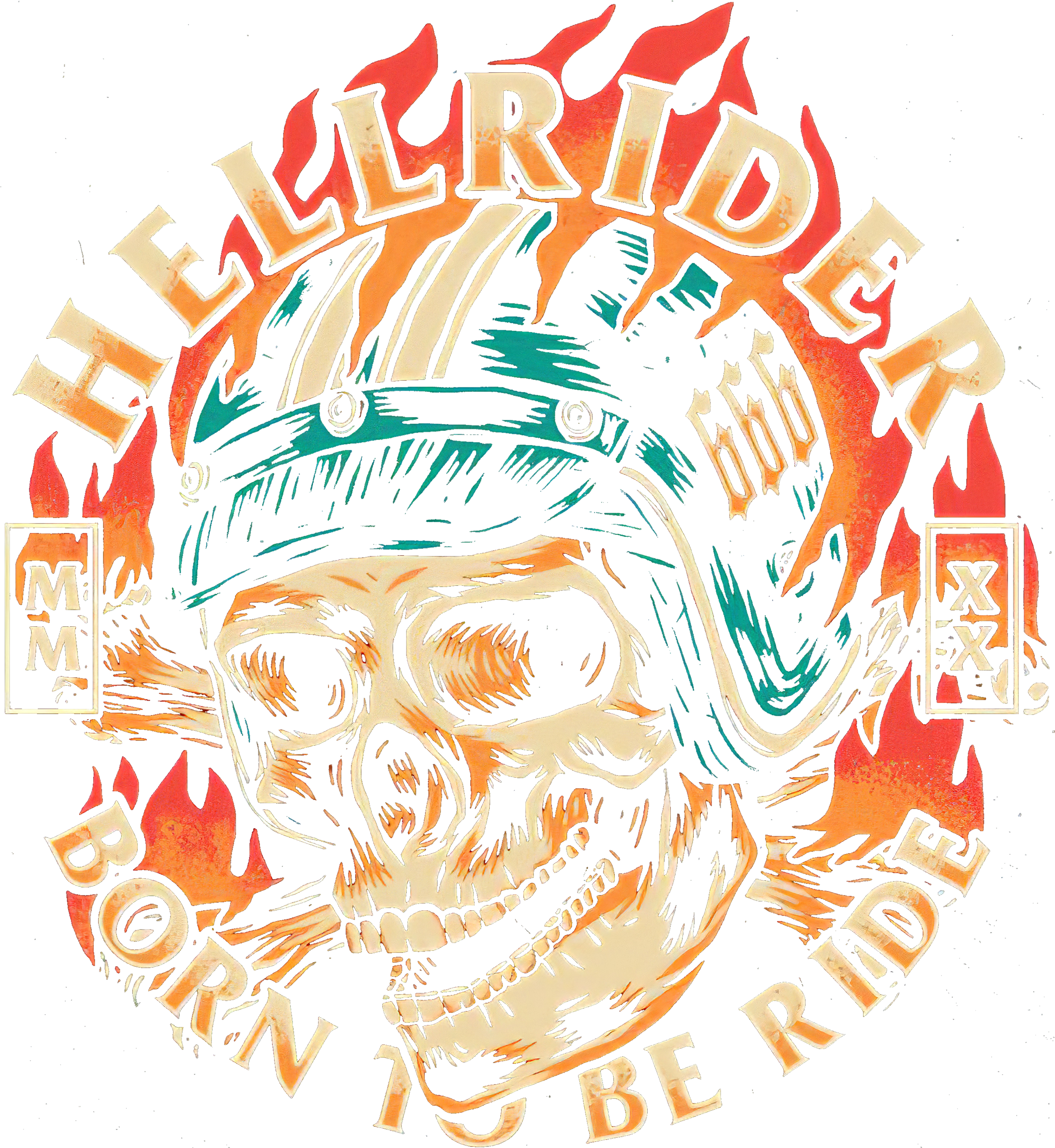 Uprandy Hell Rider Skull Print Women T-Shirt