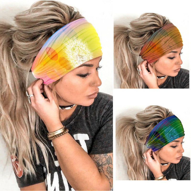 Dandelion With Tie Dyed Gradient Sports Headband - chicyea