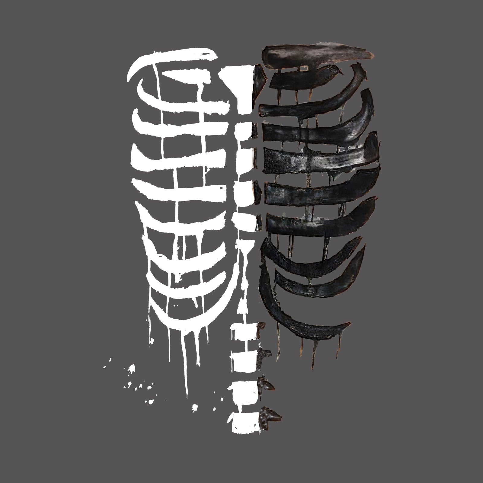 Minnieskull Black And White Skeleton Print T-Shirts - chicyea
