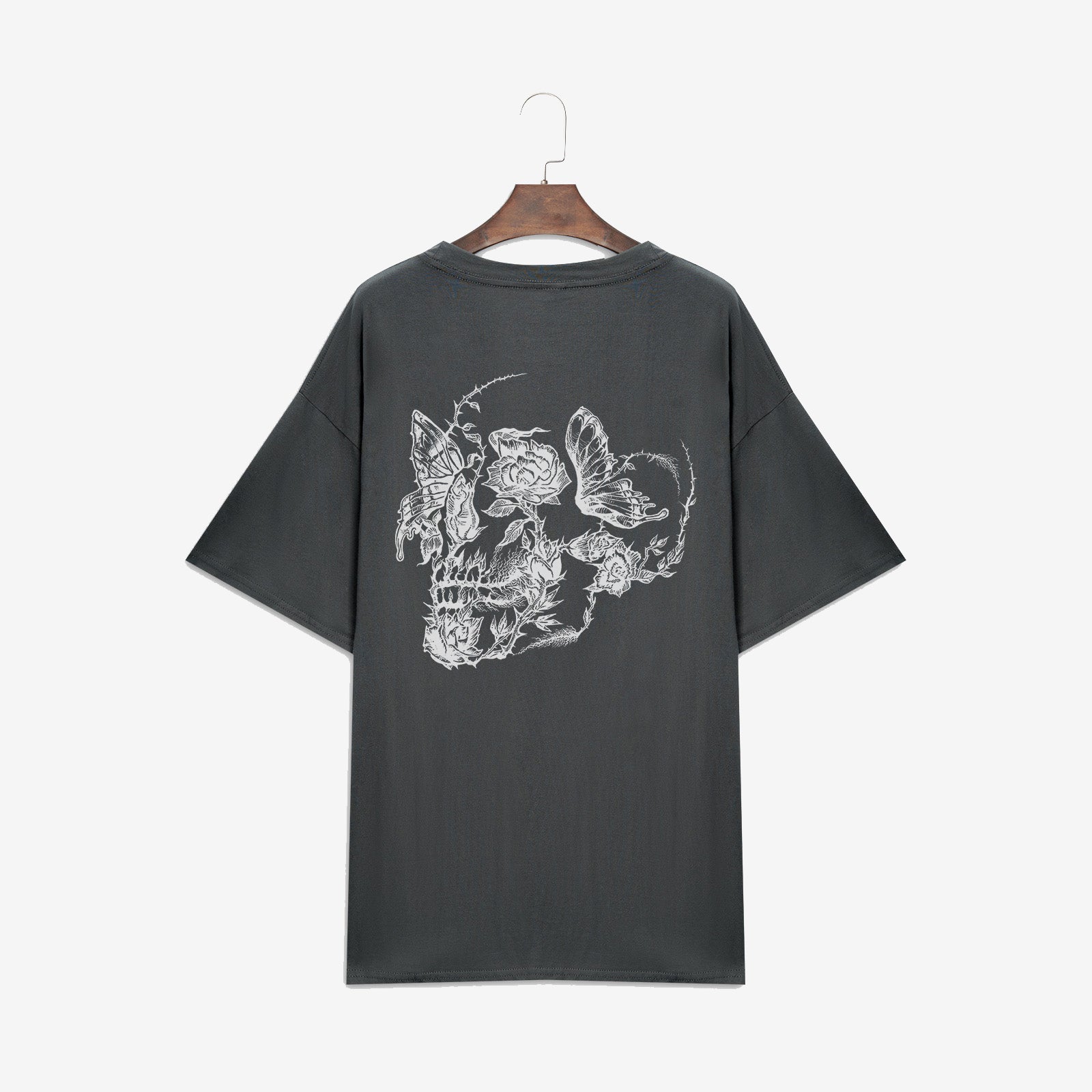 Minnieskull Flower Skull Print Women T-Shirt - chicyea