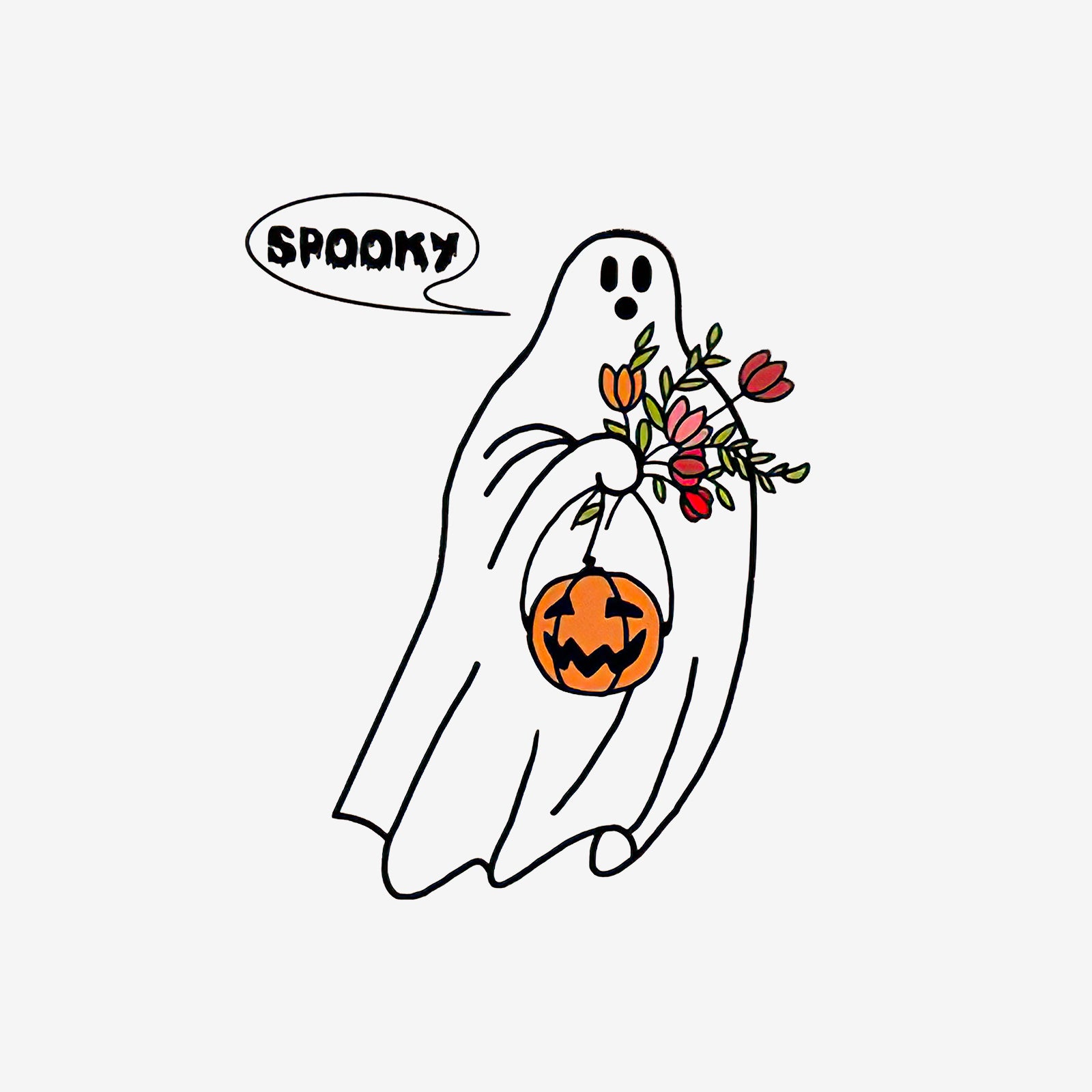 Minnieskull Spooky Ghost Pumpkin Printed Sweatshirt - chicyea