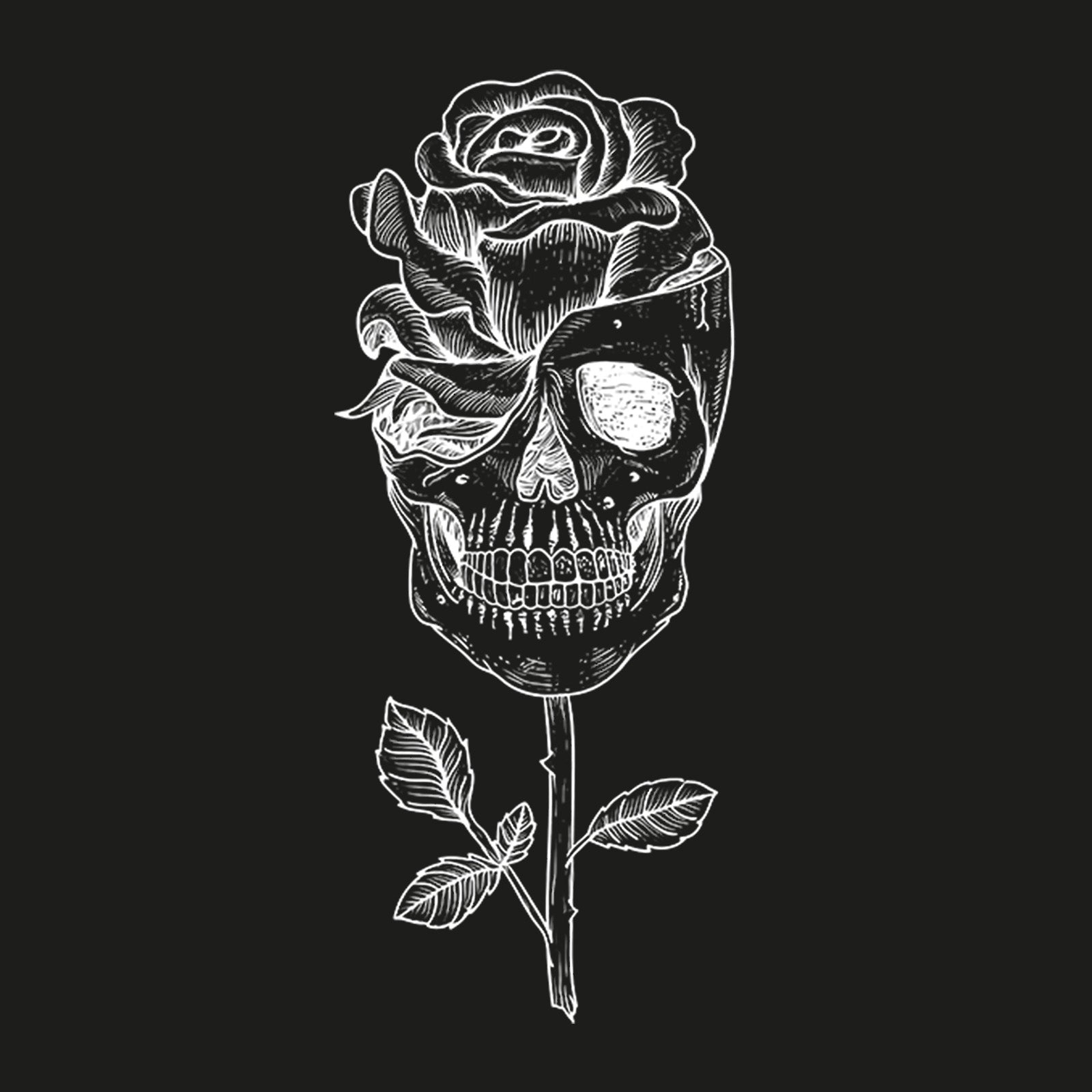 Minnieskull Cool Rose Grow On Skull Printed Designer Oversize Hoodie - chicyea