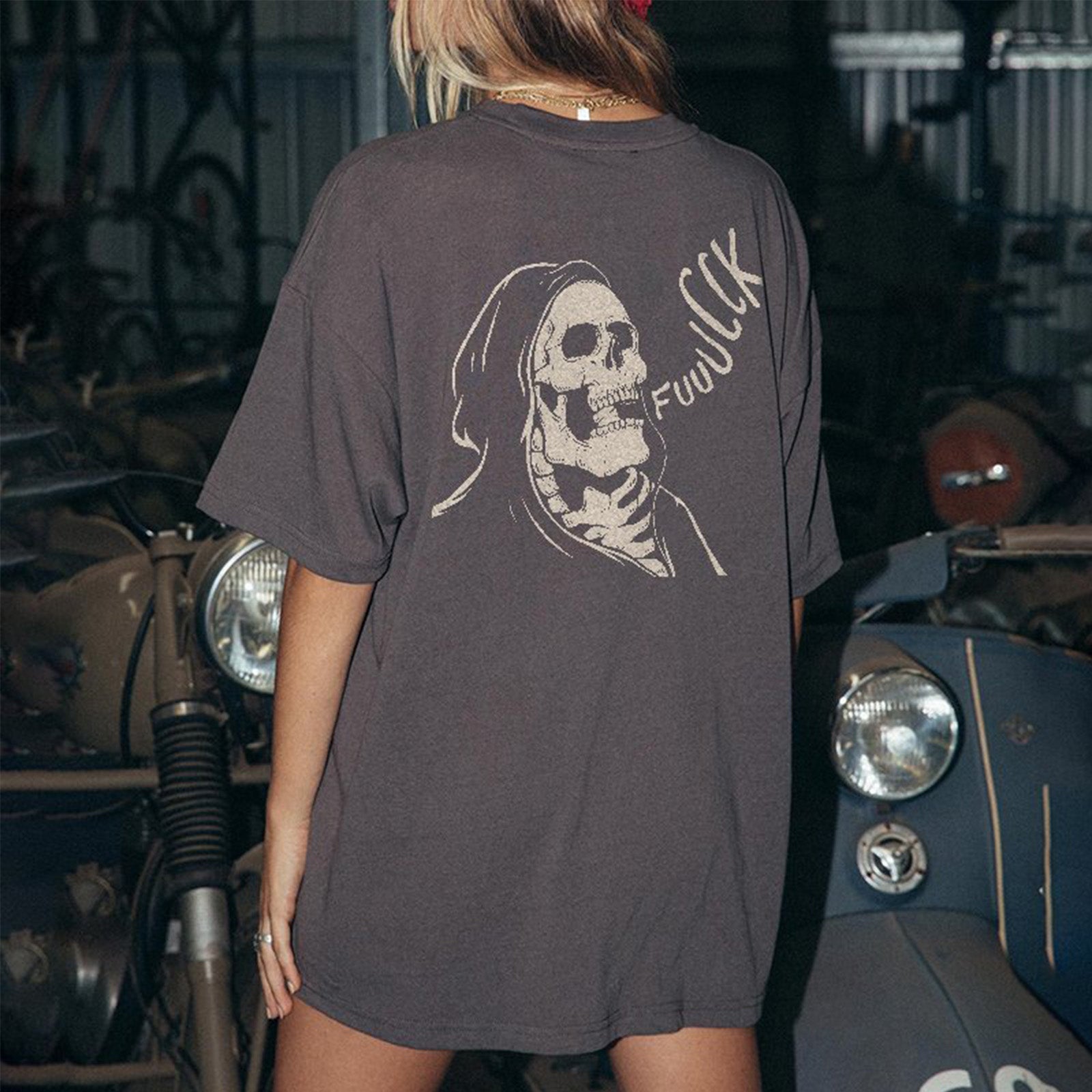 Minnieskull Skull Printed Fashion Designer T-Shirt - chicyea