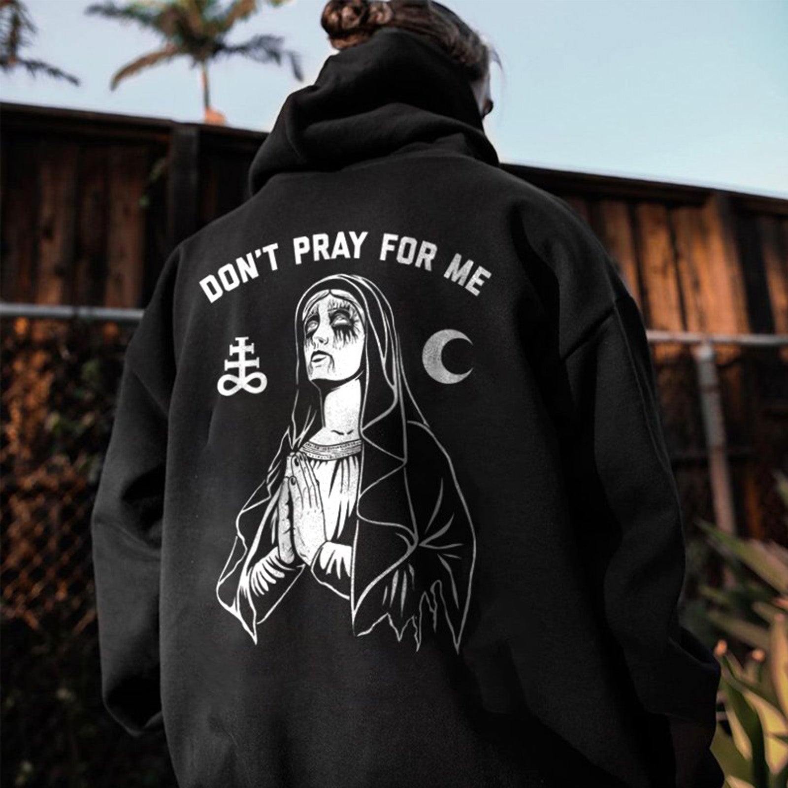 Uprandy Don'T Pray For Me Nun Graphic Printed Hoodie - chicyea