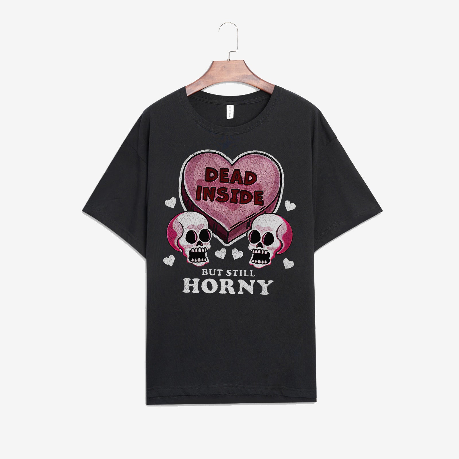 Minnieskull Dead Inside But Still Horny Skull Print Woman Designer T-Shirt - chicyea