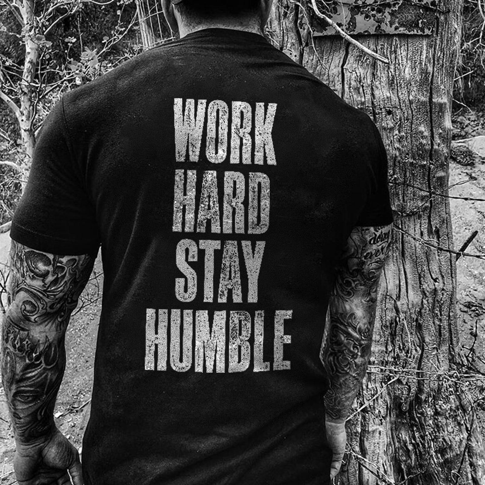 Livereid Work Hard Stay Humble Letter T-Shirt - chicyea