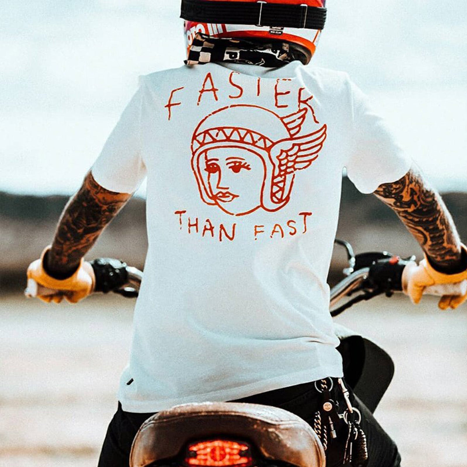 Uprandy Faster Than Fast Retro Print Men T-Shirt - chicyea