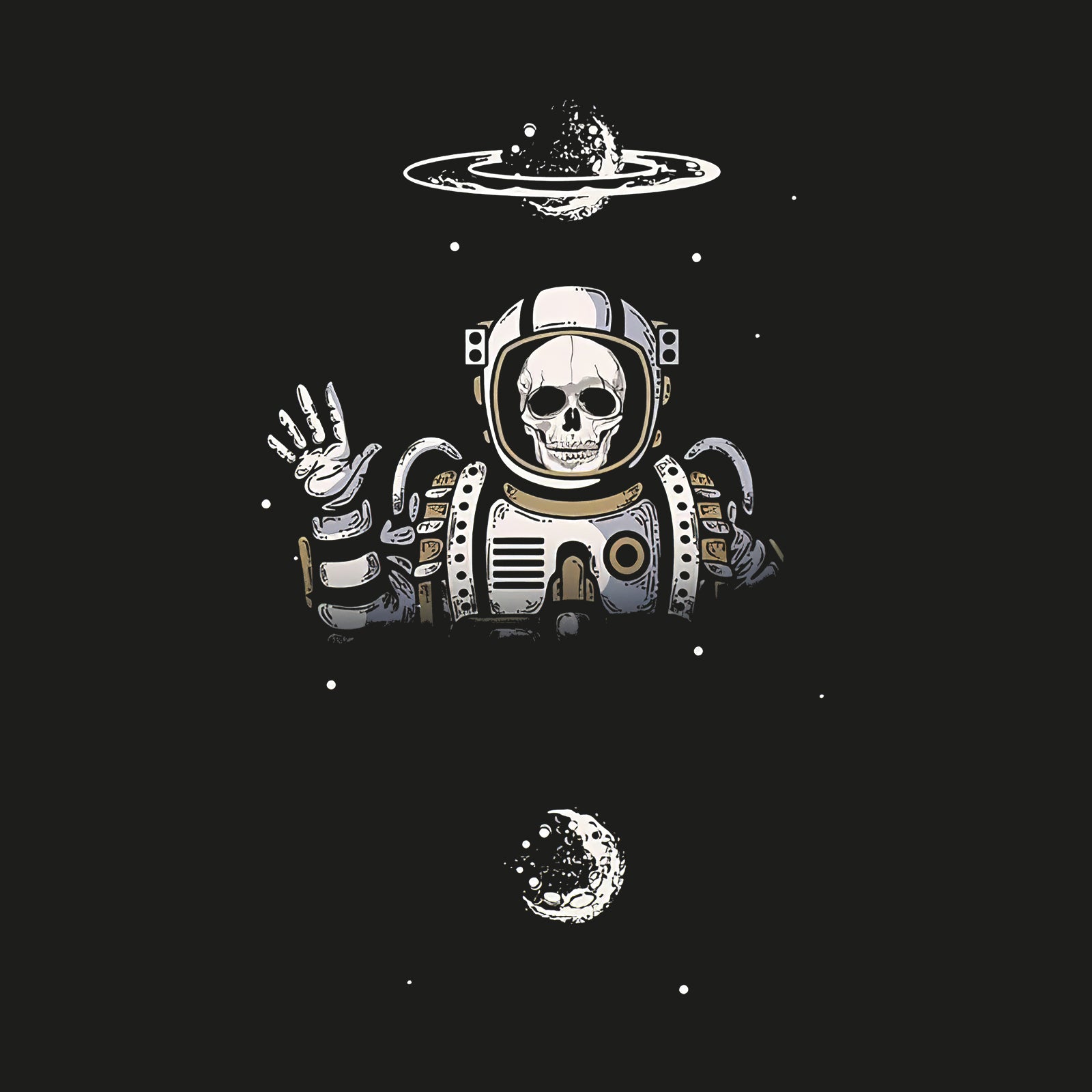 Minnieskull Skull Astronaut Print Plus T-Shirt - chicyea