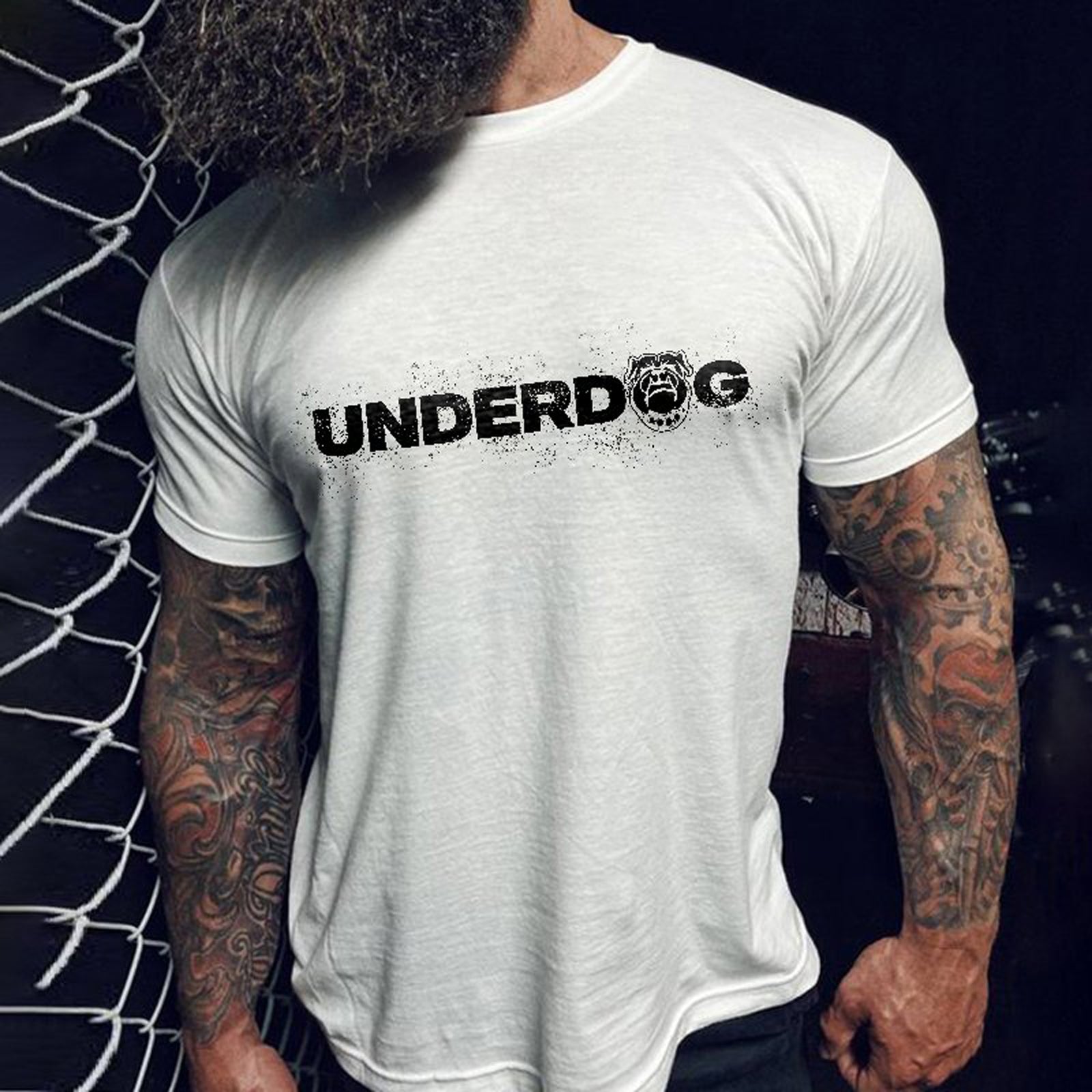 Livereid Underdog Printedmen White T-Shirt - chicyea