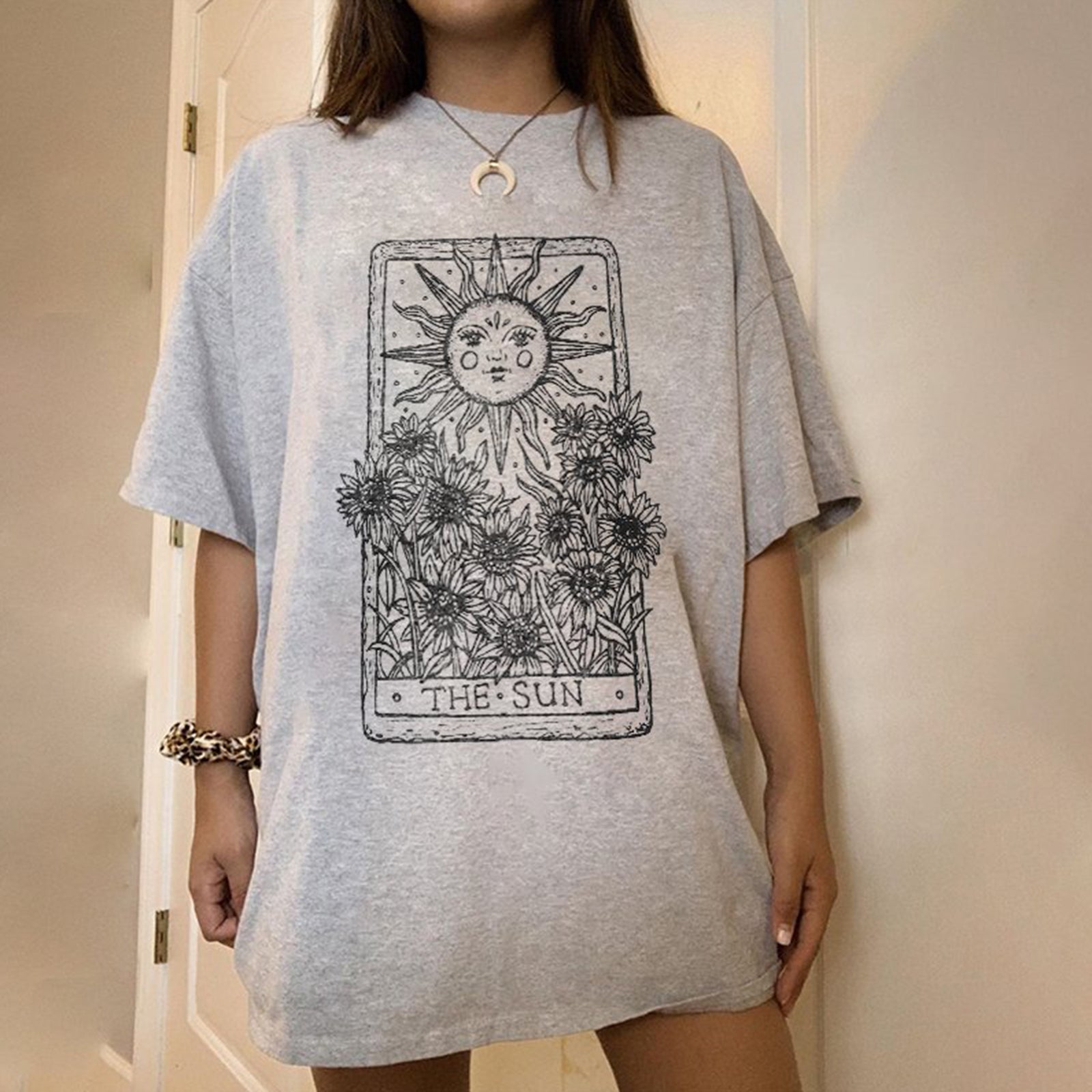 Neojana Sun Floral Graphic Design T Shirt - chicyea