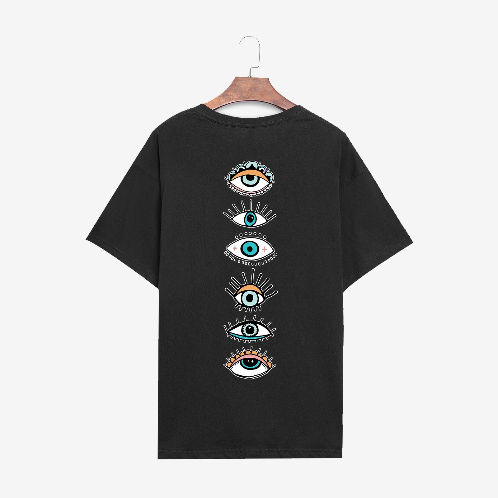 Neojana Retro Creative Evil Eye Print T-Shirt - chicyea
