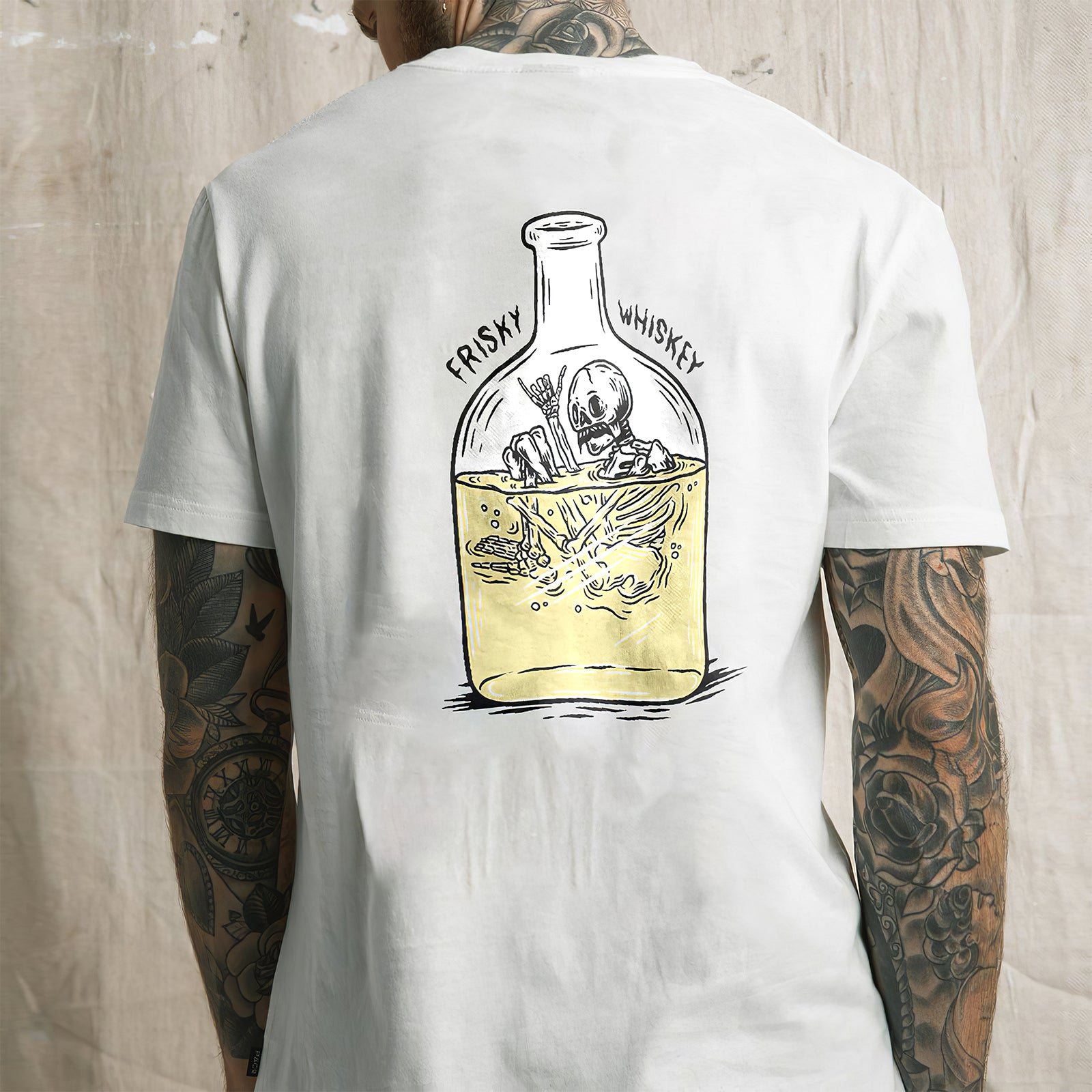 Cloeinc Frisky Whiskey Printing Loose T-Shirt - chicyea