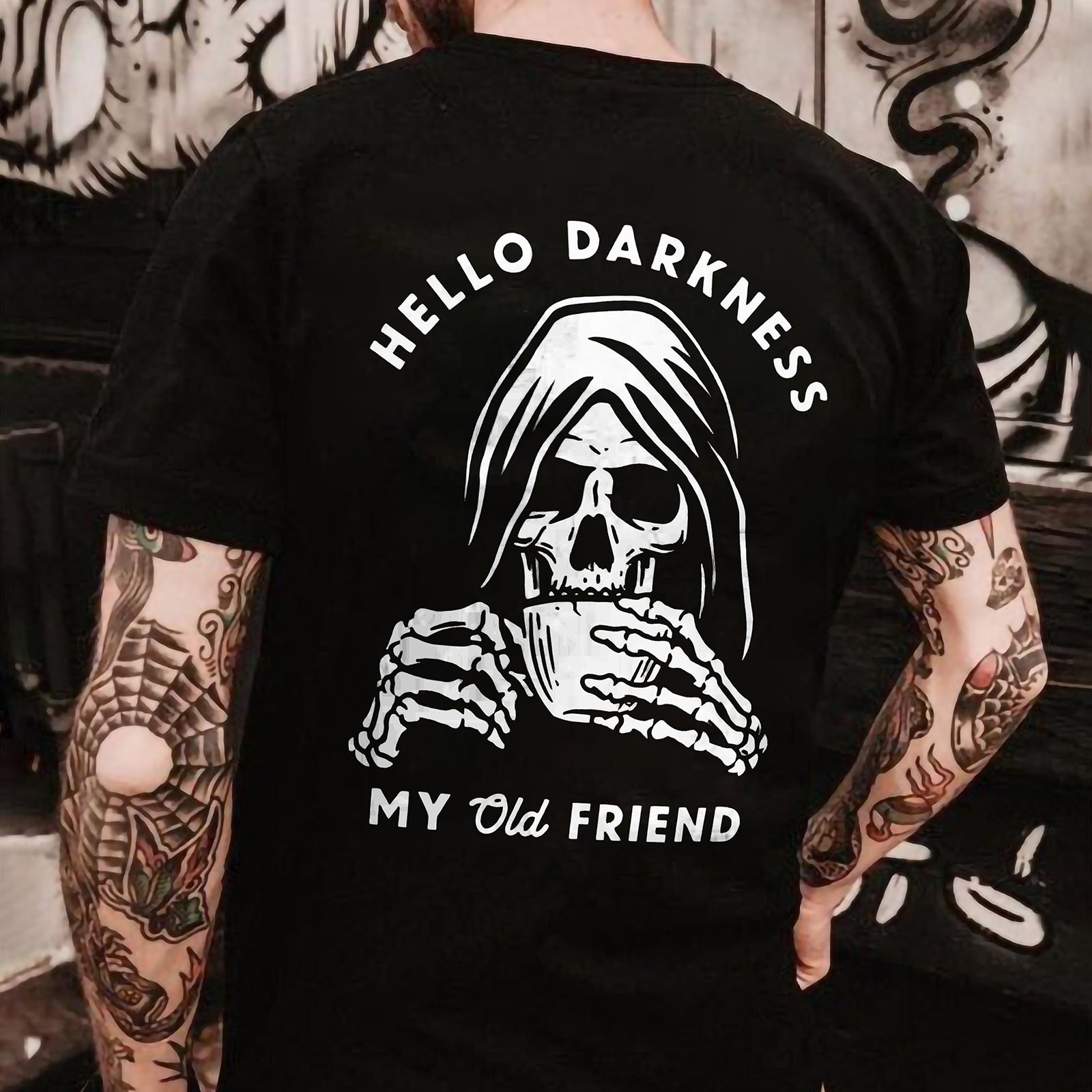 Cloeinc Hello Darkness My Old Friend Skull Reaper T-Shirt - chicyea
