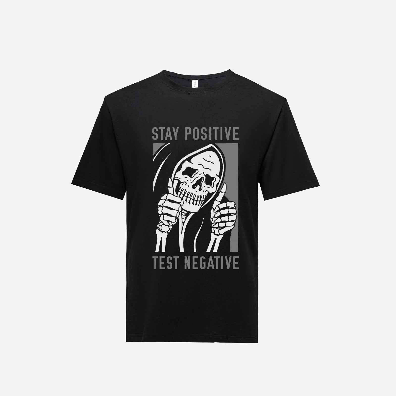 Uprandy Funny Stay Positive Test Negative Skull Print Reaper T-Shirt