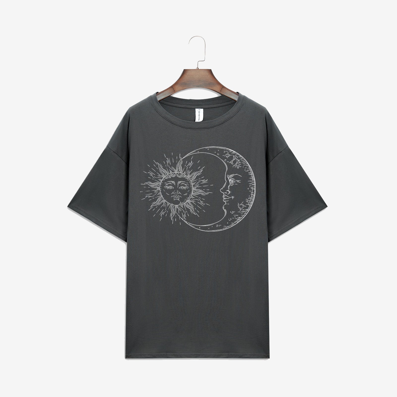 Neojana Cool Grey Sun Moon Print T-Shirt - Chicyea