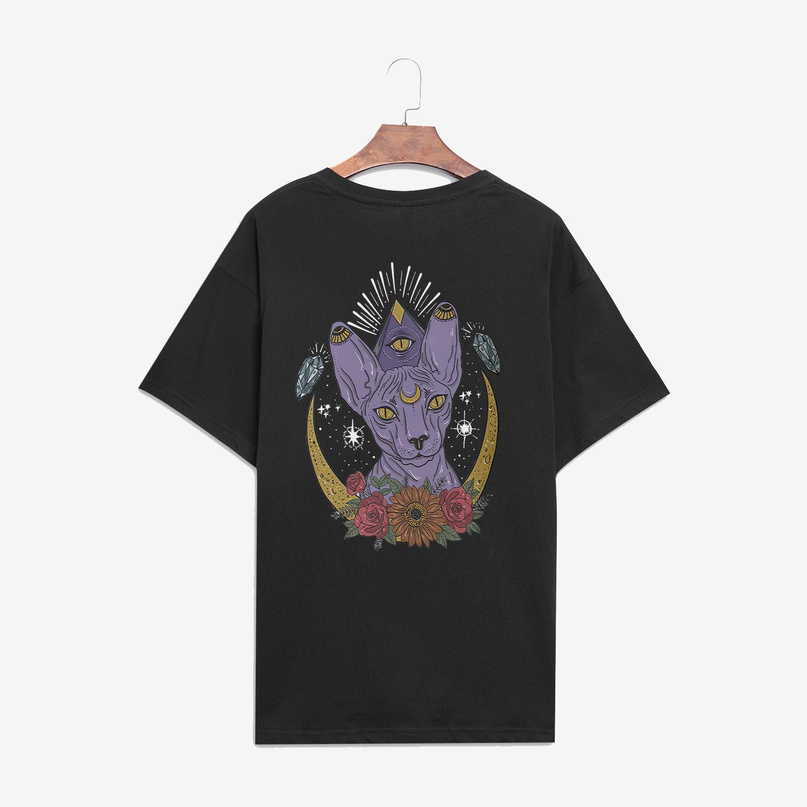 Minnieskull Evil Eye Dog Flower Print T-Shirt