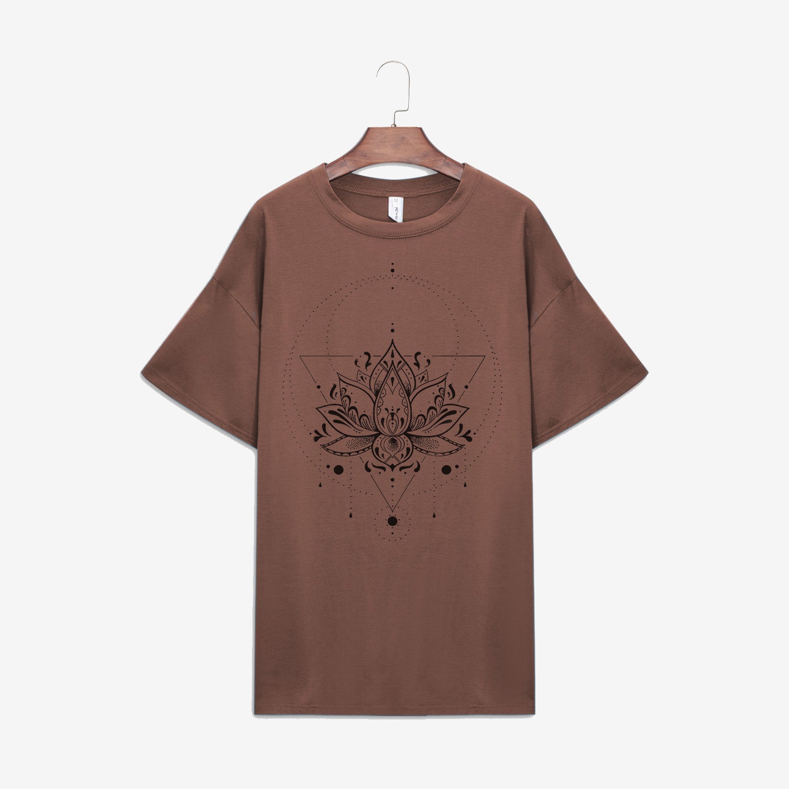 Neojana Lotus Flower Print Short Sleeve T-Shirt - Chicyea