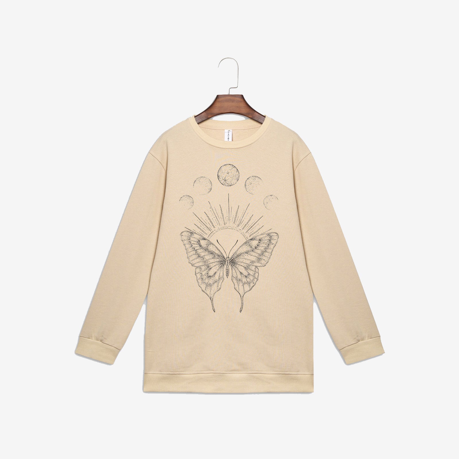 Neojana Butterfly Moon Printed White Sweatshirt - Chicyea