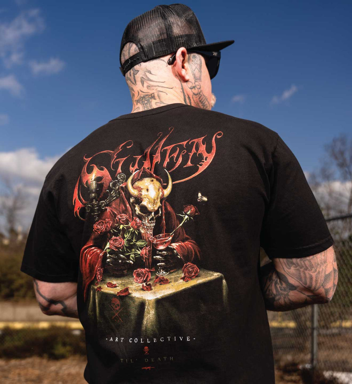 Skull Roses Art Printed Men's T-shirt