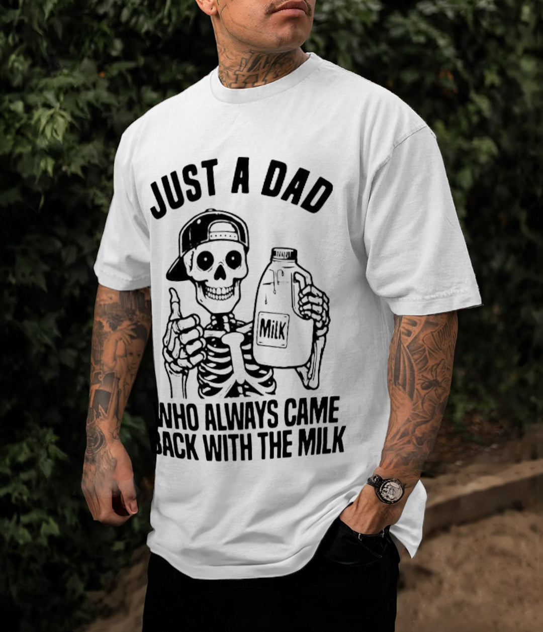 Just A Dad Who Always Came Back With The Milk Printed Men's T-shirt