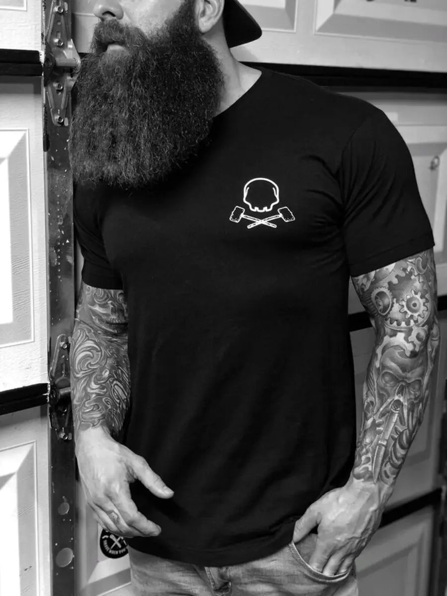 Livereid No Luck Skull Print Short Sleeve T-Shirt