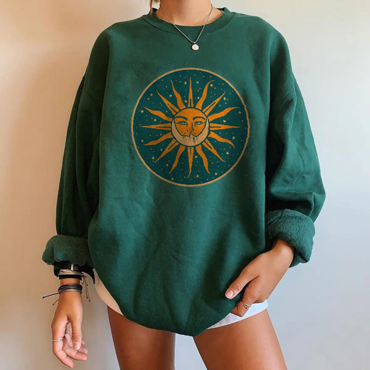 Neojana Designer Classic Sun Moon Print Plus Sweatshirt Image - 1