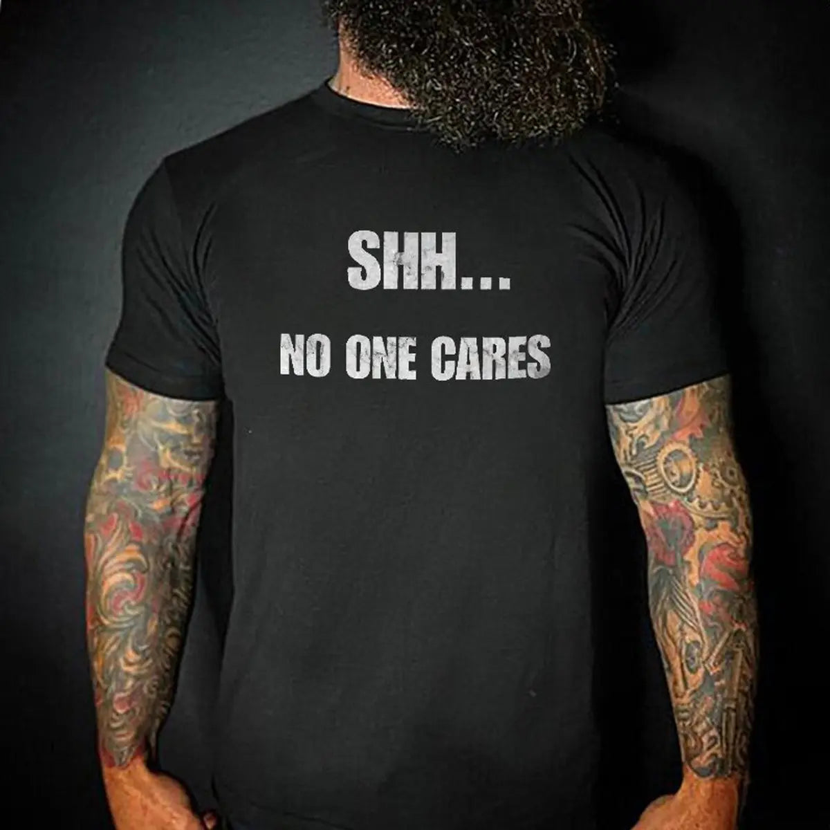 Livereid Shh No One Cares Letter T-Shirt