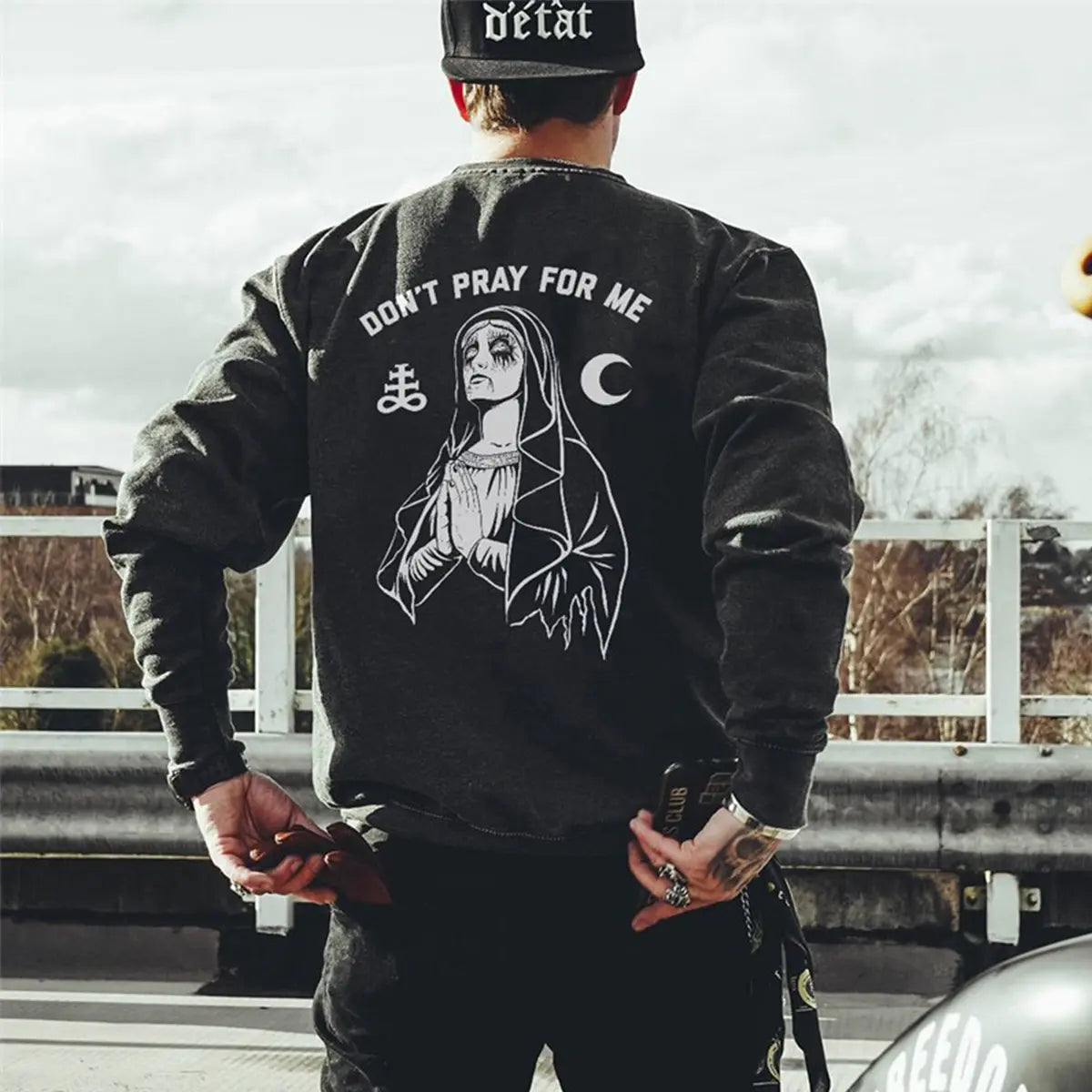 Uprandy Don'T Pray For Me Gothic Sister Printed Sweatshirt Image - 1