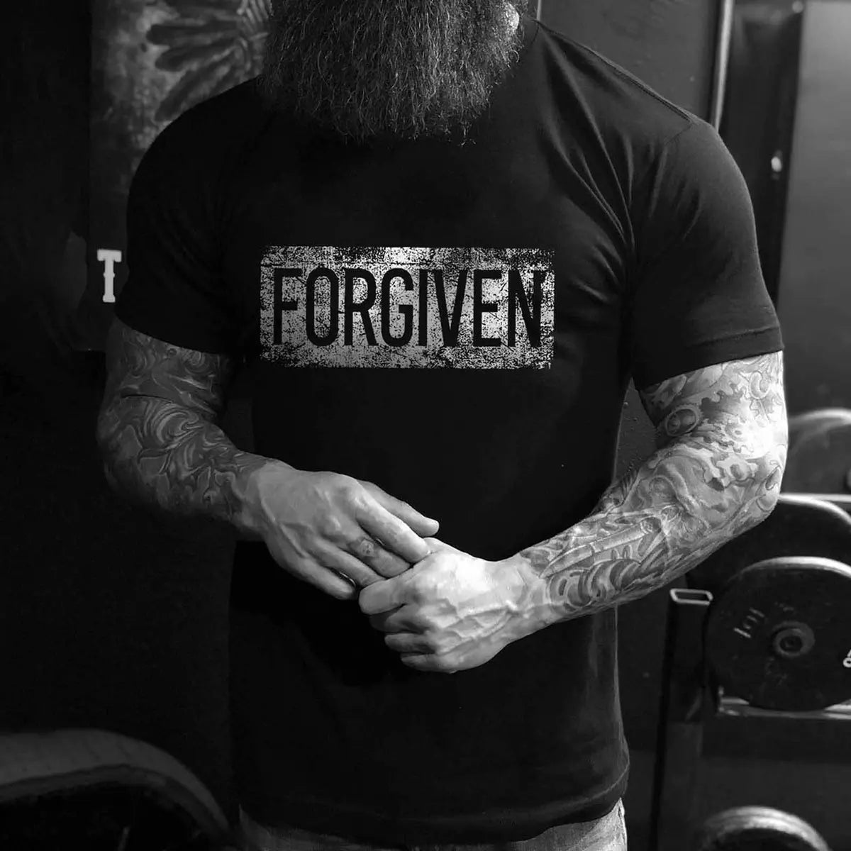 Livereid Forgiven Letter Printed T-Shirt