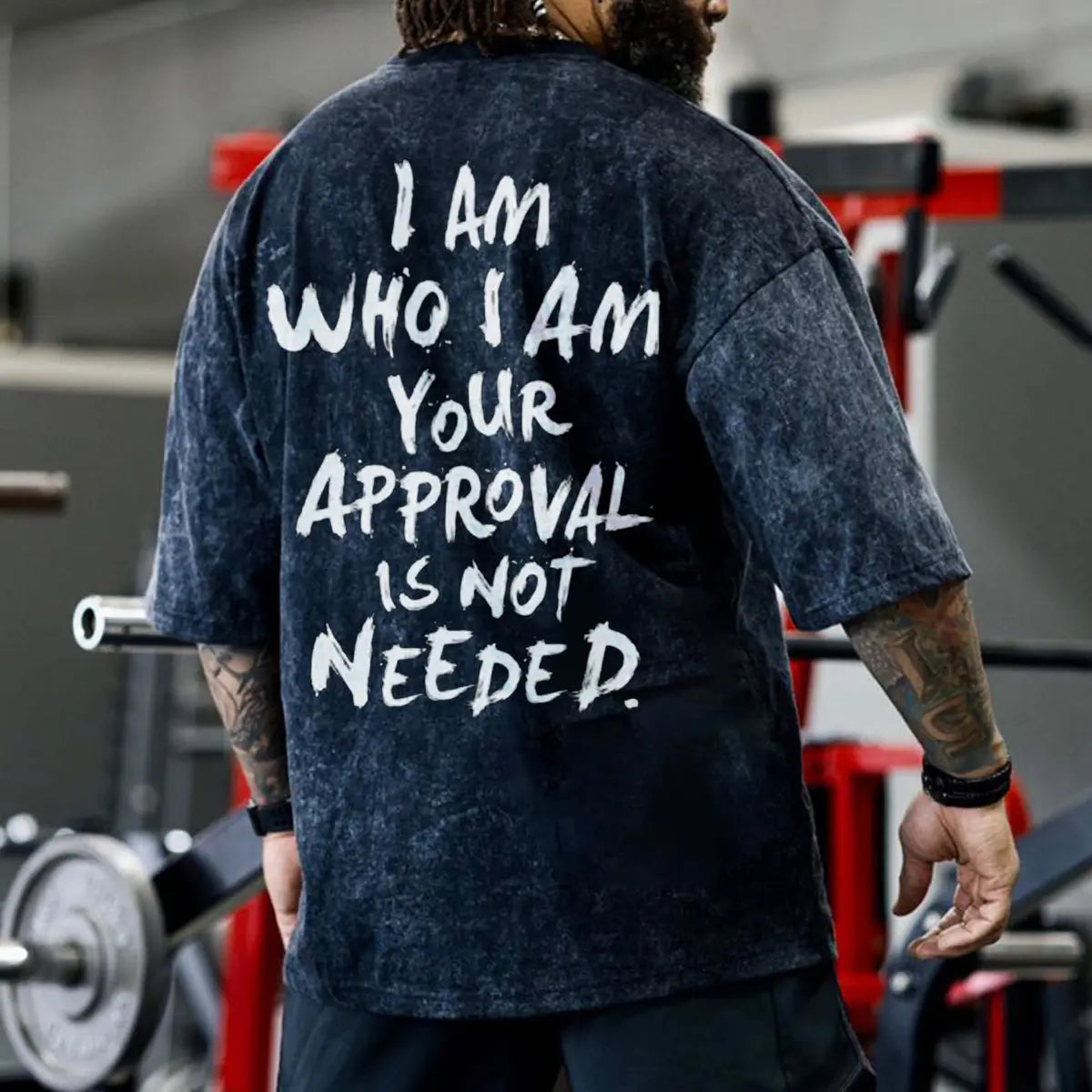 I Am Who I Am Your Approval Is Not Needed Printed Oversize Washed T-Shirt