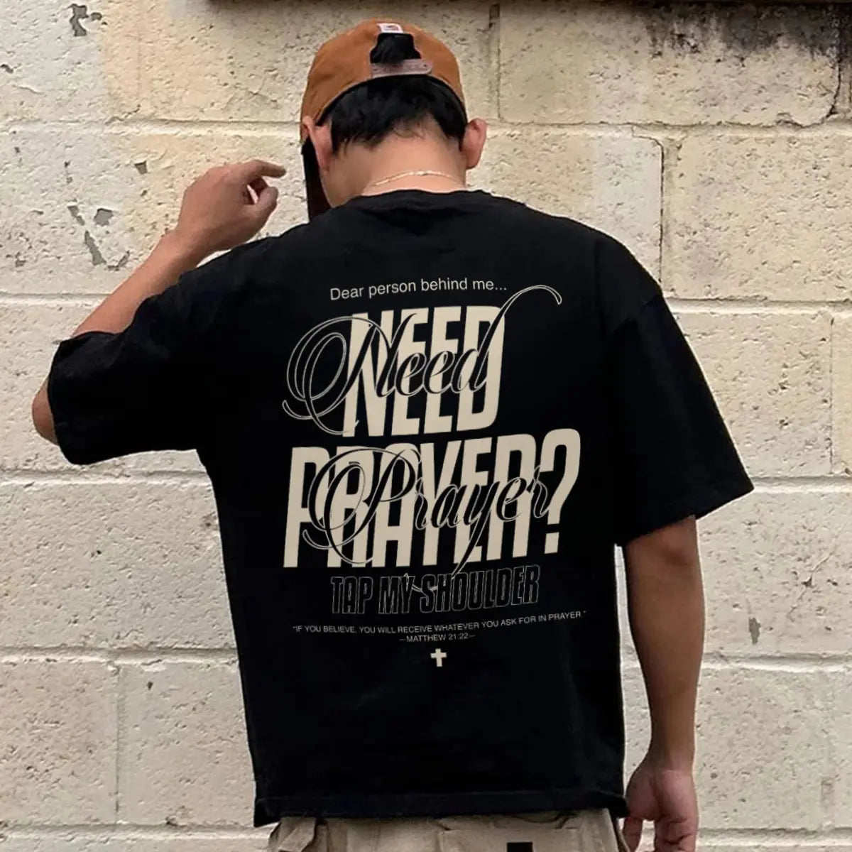 Dear Person Behind Me Need Prayer? Printed Men's T-shirt