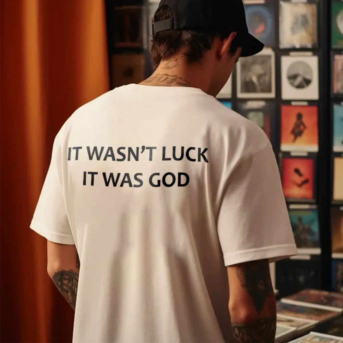 It Wasn't Luck It Was God Printed Men's T-shirt