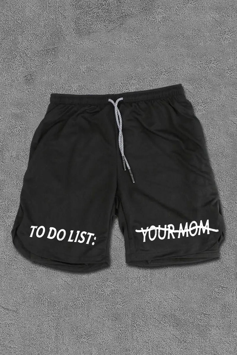 All-In-One-Fitnessshorts für Herren mit To-Do-Listen-Print 