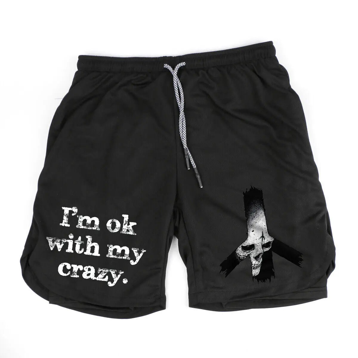 Ich bin ok mit meinem verrückten Print All-In-One Fitness Shorts für Herren 