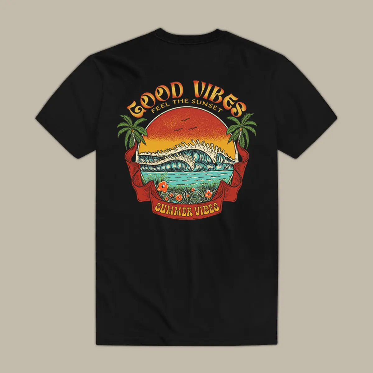 Good Vibes Feel The Sunset Printed Men's T-shirt