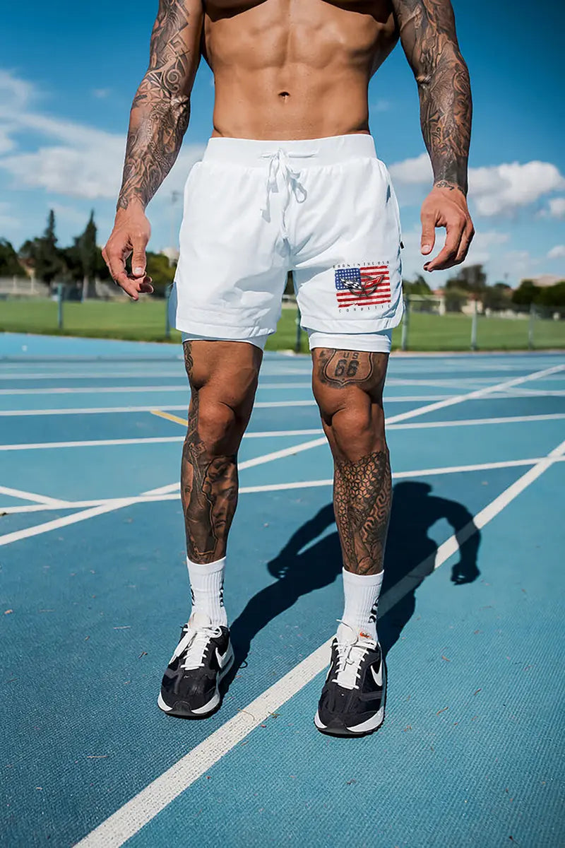 Born In The USA Corvette Print All-In-One-Fitnessshorts für Herren 