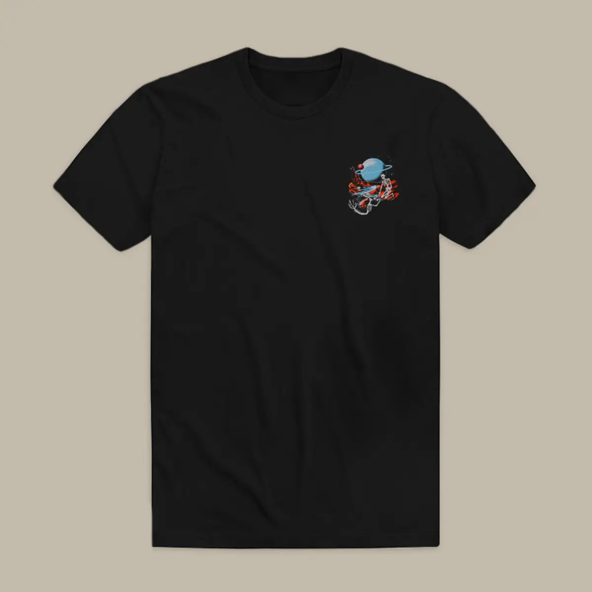 Mermaid and Skeleton Printed Men's T-shirt