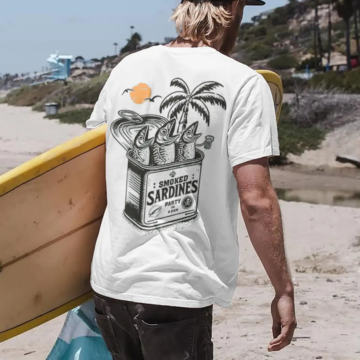 Smoked Sardines Party In A Can Printed Men's T-shirt