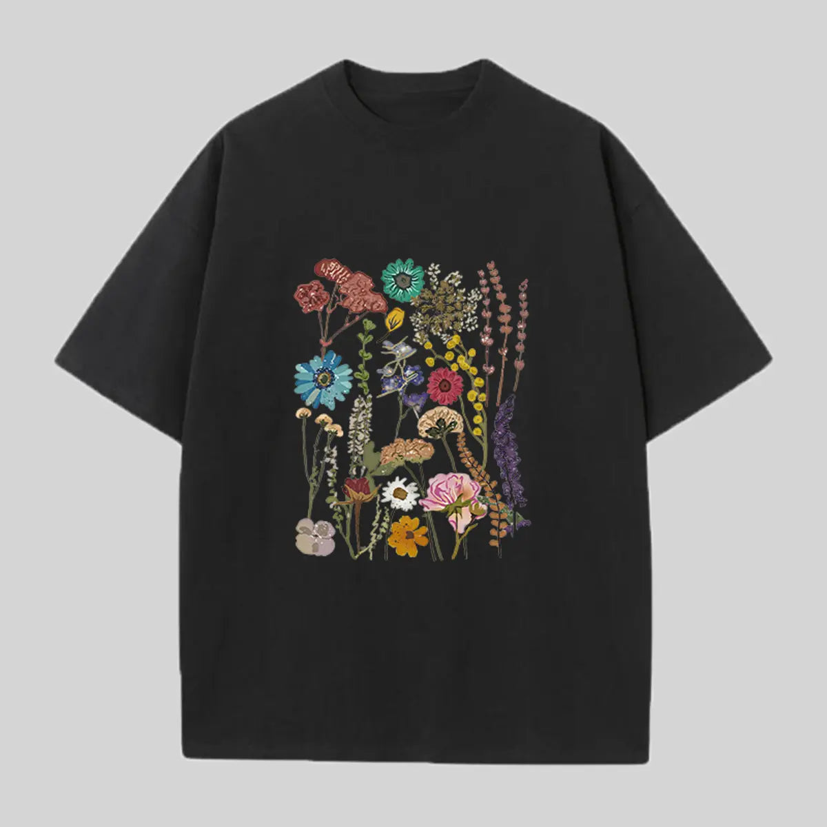 Vintage Flower Printed Oversized Unisex T-shirts