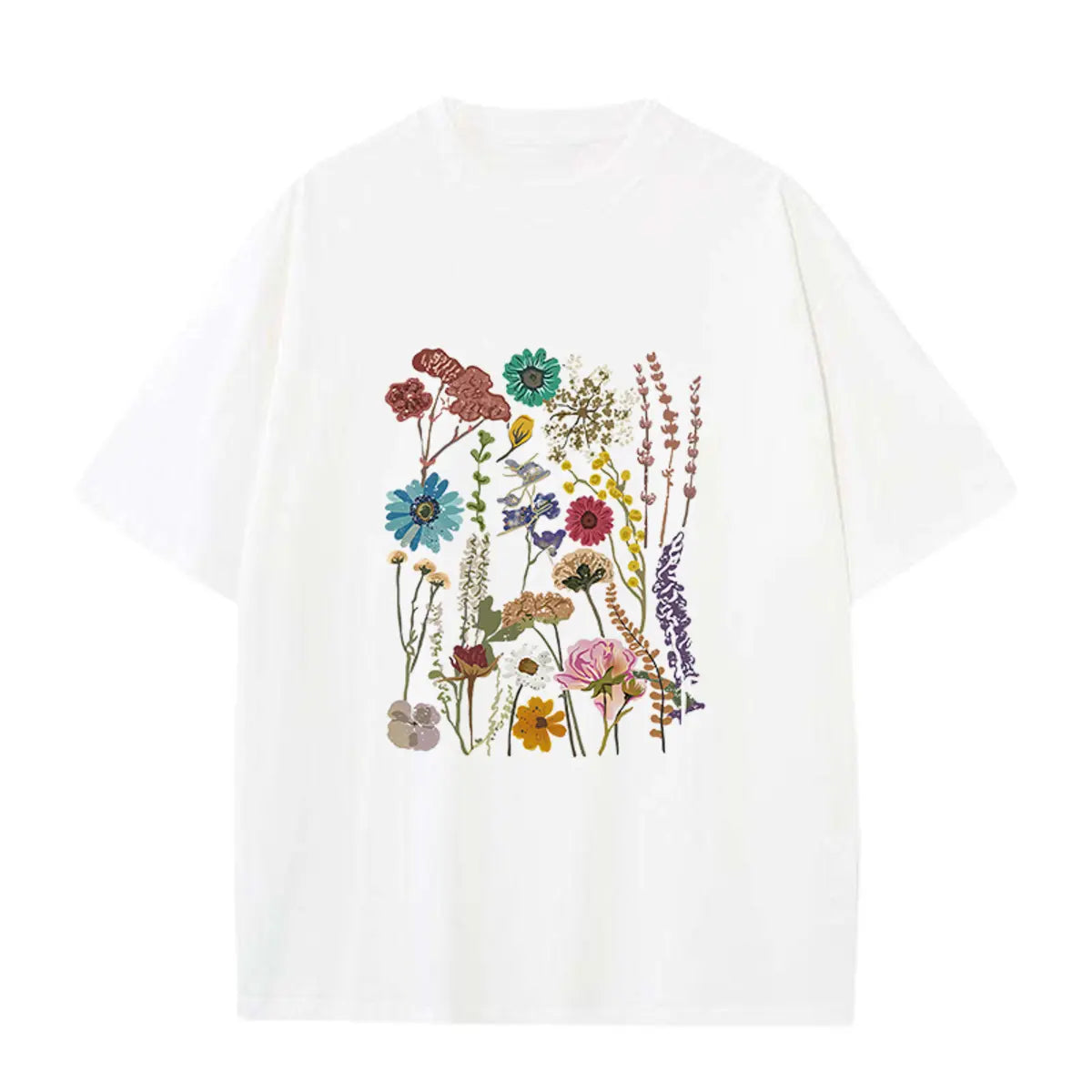 Vintage Flower Printed Oversized Unisex T-shirts