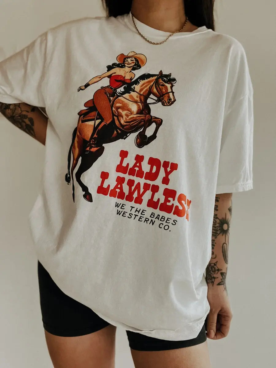 Lady Lawless Printed Oversized Unisex T-shirts