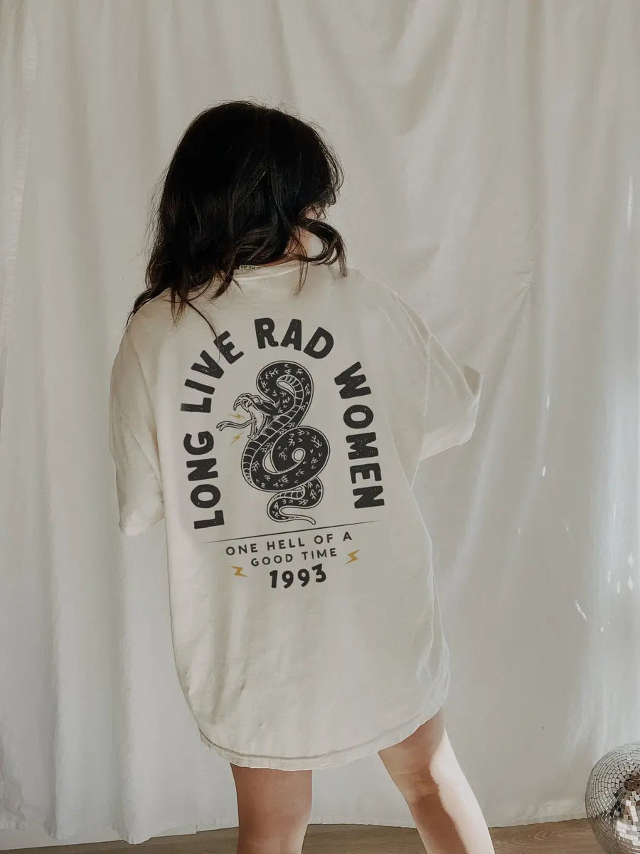 Long Live Rad Women Printed Oversized Unisex T-shirts