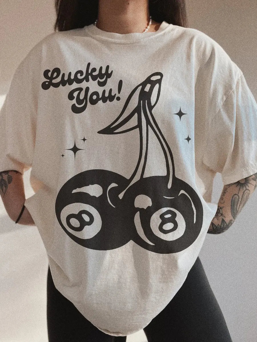 Lucky You Printed Oversized Unisex T-shirts