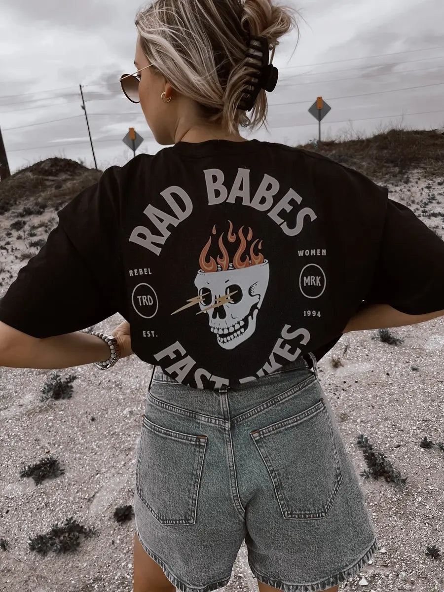 Rad Babes Fast Bikes Printed Oversized Unisex T-shirts