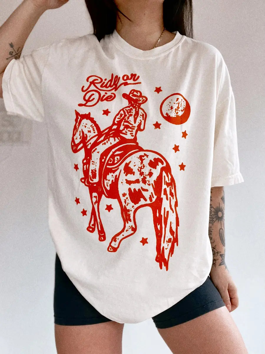 Ride or Die Printed Oversized Unisex T-shirts